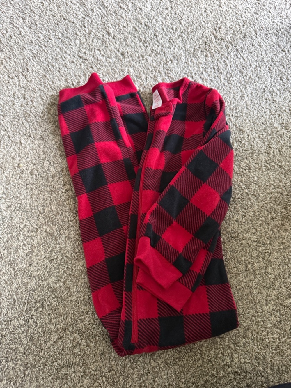 Joe Fresh Red and Black Plaid Kids Fleece One-Piece